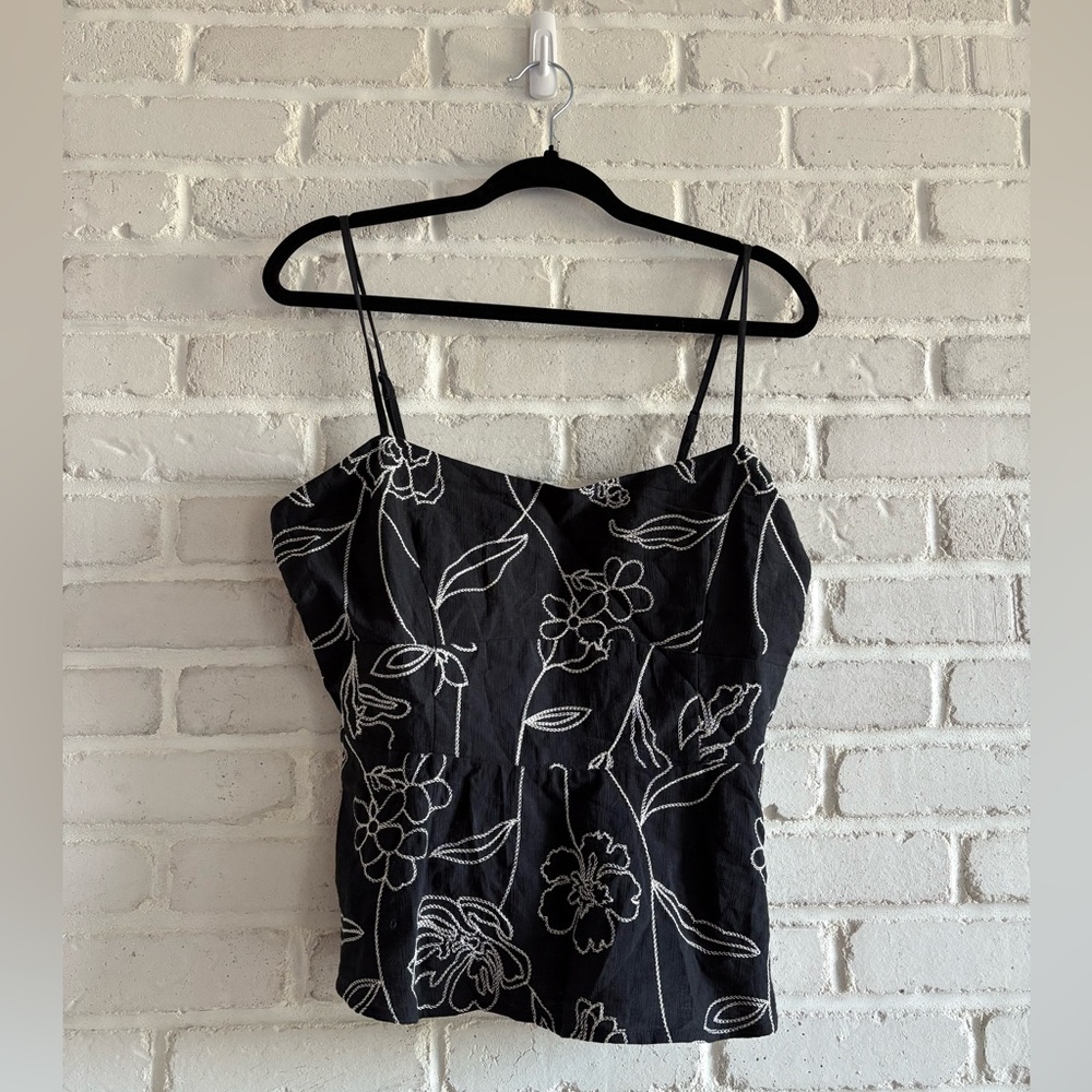 Dynamite Embroidered Floral Peplum Tank Top, Size L.